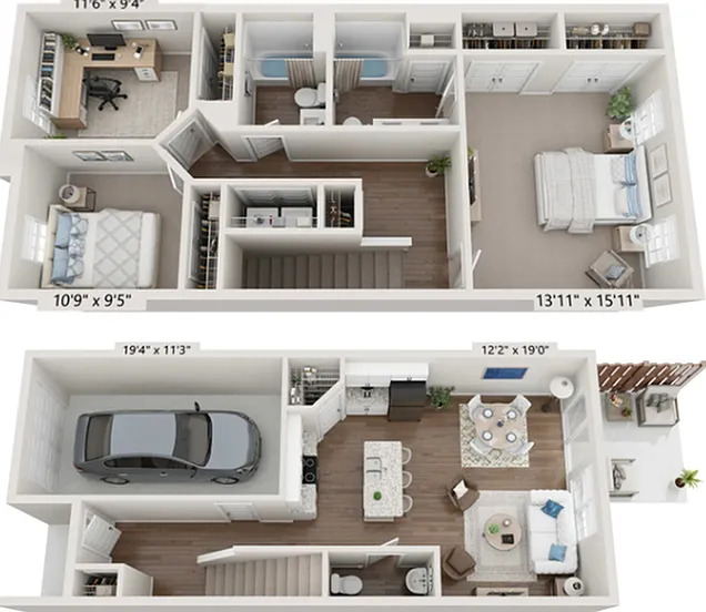 2 Bedroom + Flex Space Townhome 2 Bedroom + Flex Space Townhome