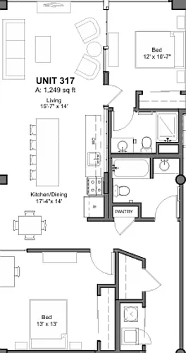 Floor plan 2 Bed 2 Bath