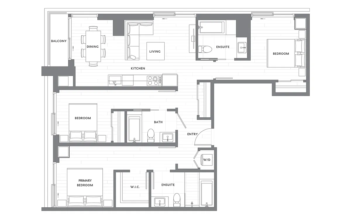 Floor plan 3 Bedroom 3 Bath C1