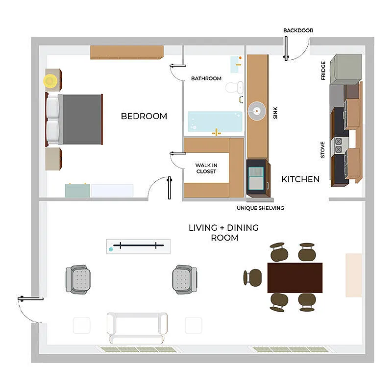 Floor plan 1B/1BDUP