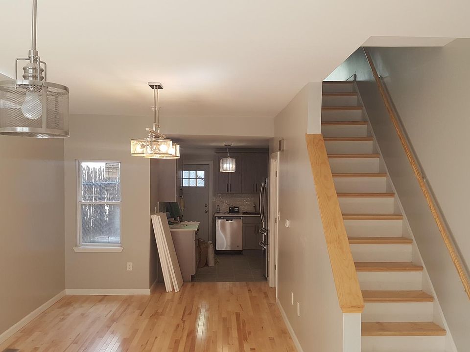 Designer lights in front living area.