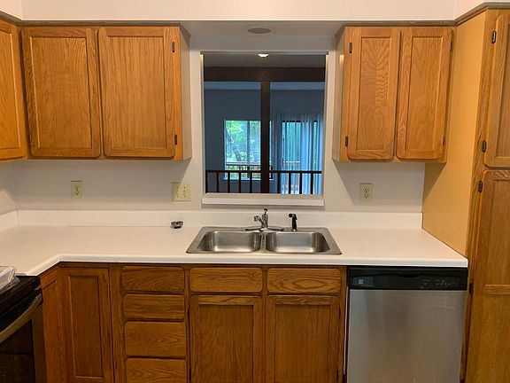 Kitchen looking into dining area