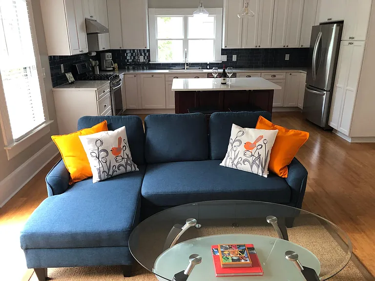 Open Concept View of Living Room & Kitchen Areas