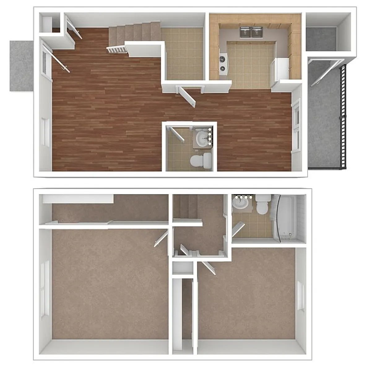 Floor plan Unit 1116 2BDR Townhouse