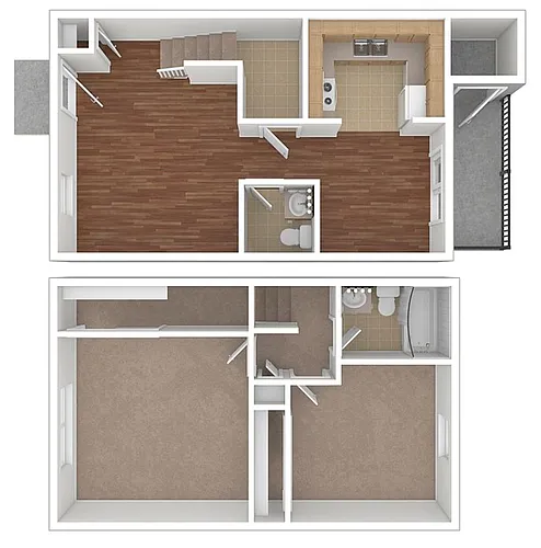 Floor plan Unit 408 2 BDRM Townhouse