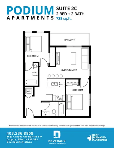 Floor plan 2 Bedroom, 2 Bathroom