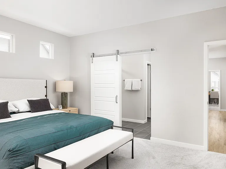 Expansive primary-bedroom closets.