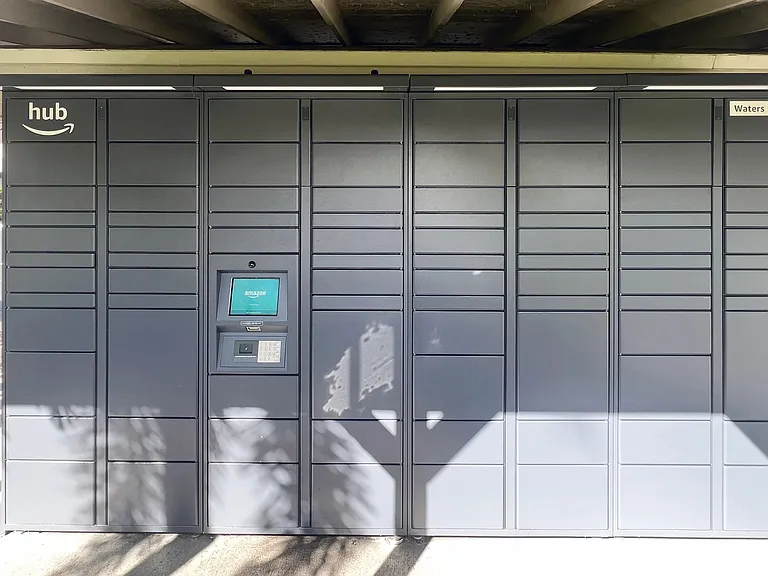 The View at Water's Edge offers secure and easy package pickup with Amazon Hub Lockers, ensuring residents receive deliveries safely and conveniently.