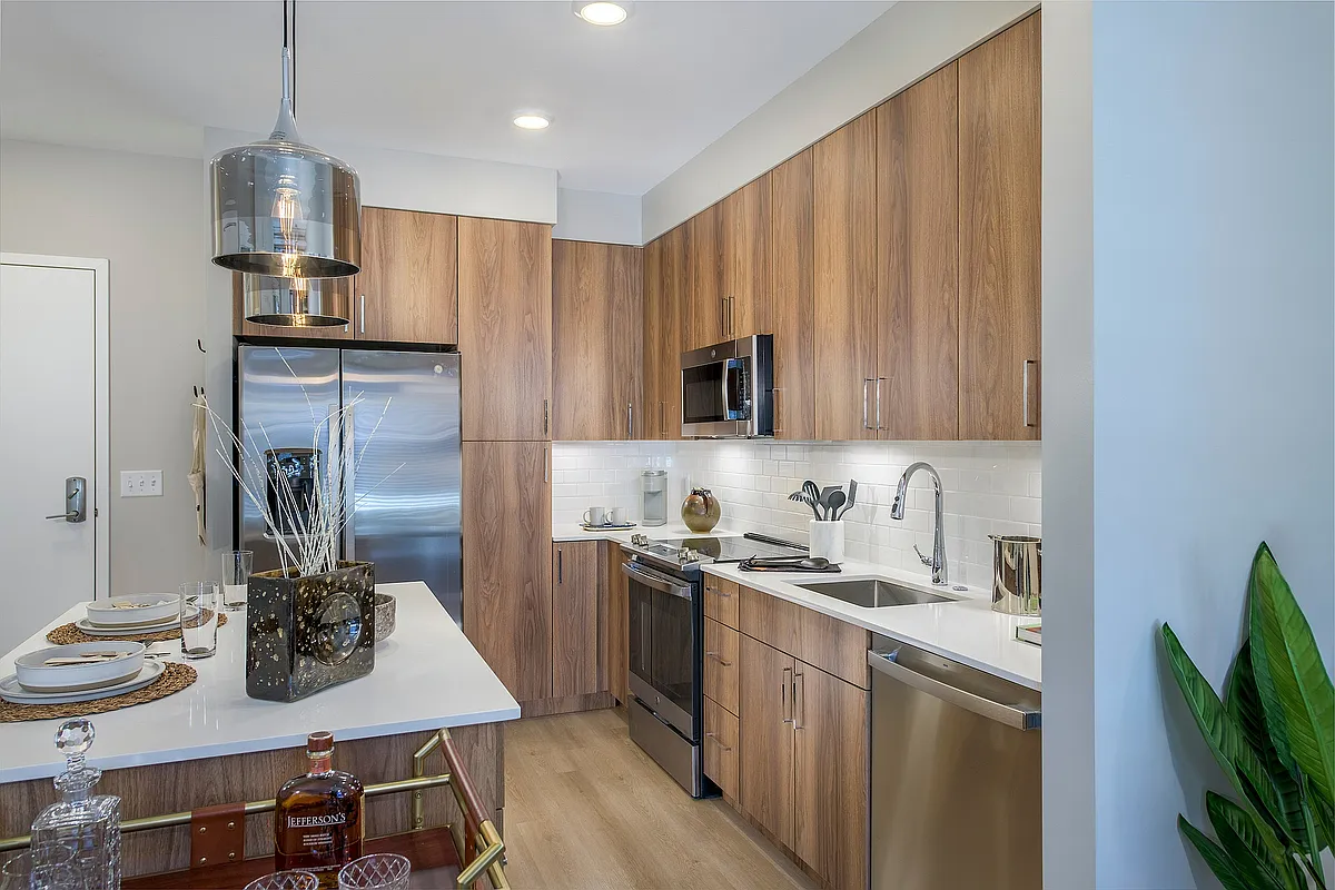 Model Apartment Kitchen and Living Area - The Point at Berwyn