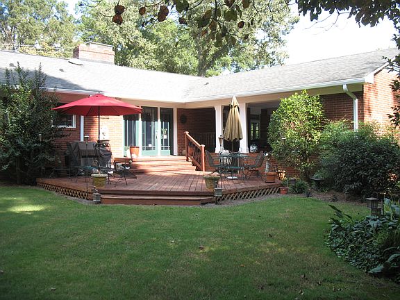Back yard with large deck