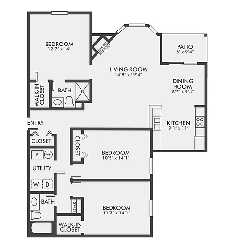 Floor plan Baldwin 3A