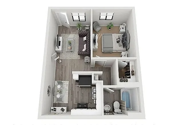Floor plan 1 Bed Grey