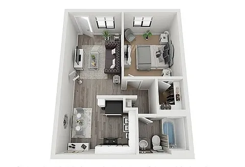 Floor plan 1 Bed White Quartz