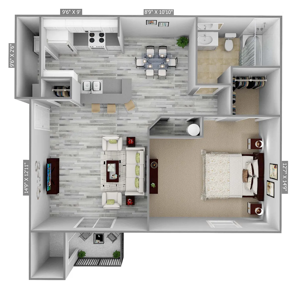 Floor plan 1 Bedroom | 1 Bathroom