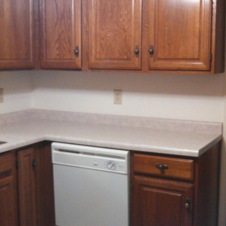 kitchen, has dishwasher, plenty of oak cabinets