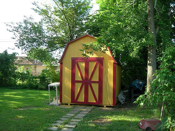 Storage shed in back