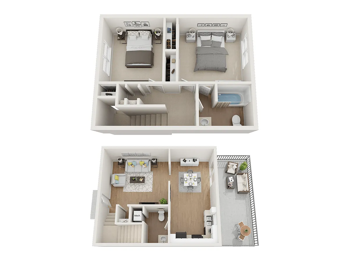 Floor plan 2 BEDROOM, 1.5 BATHROOM TOWNHOME CLASSIC