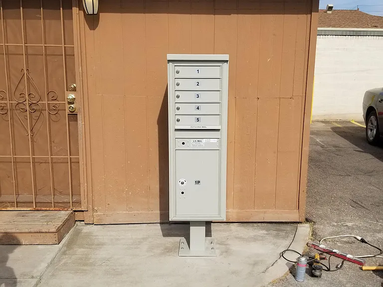 Lockable Mailbox. Outgoing Mail and Package Receive area.