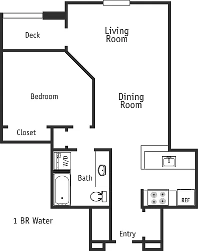 Floor plan 1 Bed Water 775