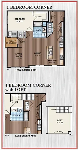 Floor plan 1 Bedroom Corner