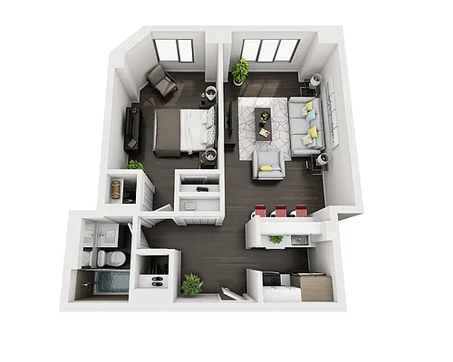 Floor plan One Bedroom A1J