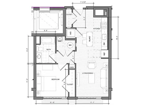Floor plan 1BR-B