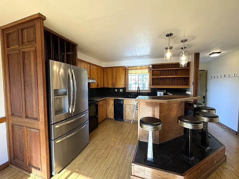 Kitchen with double door fridge