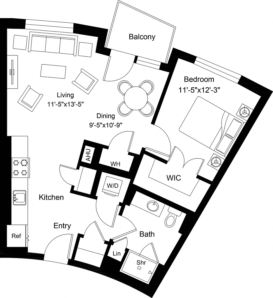 Floor plan 1 Bed/1 Bath-A7