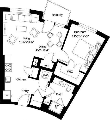 Floor plan 1 Bed/1 Bath-A7