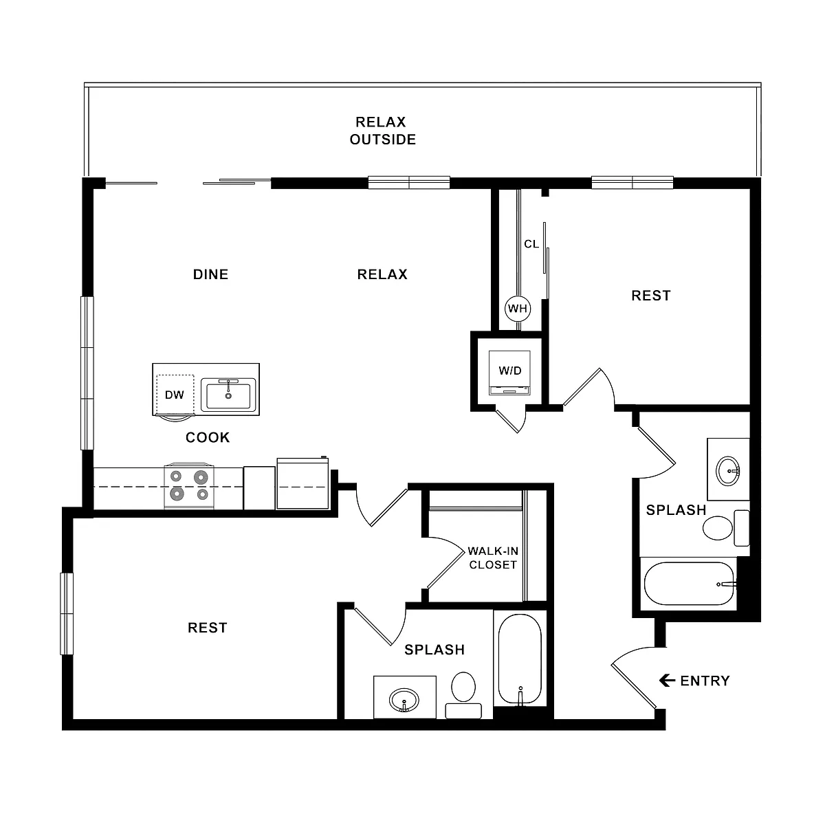 Floor plan 2 Bed/2 Bath-Spur