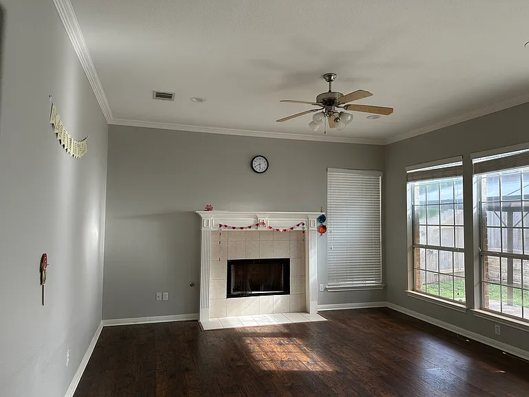 family room with fireplace
