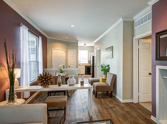 Spacious Living Room with hard wood floors