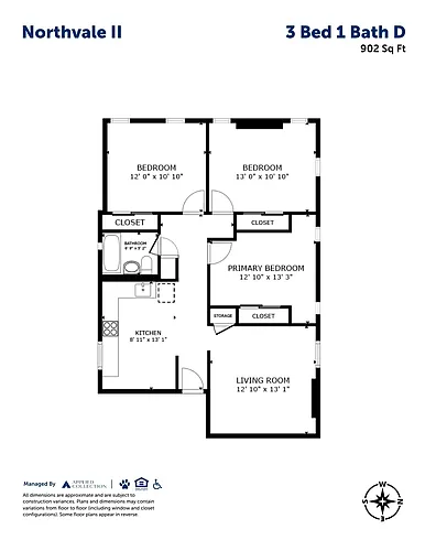 Floor plan 3 Bed 1 Bath D