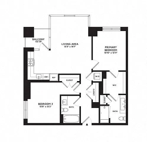 Floor plan 2B w/ Balcony