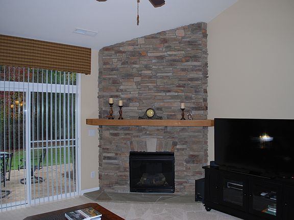 great room - stone fireplace
