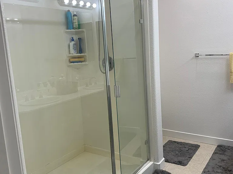 Large standing shower in master bathroom