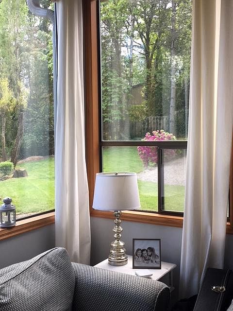 Looking thru your windows to the back yard. 

(Please note: back yard use is reserved for the main home but you're welcome to enjoy the view!)
