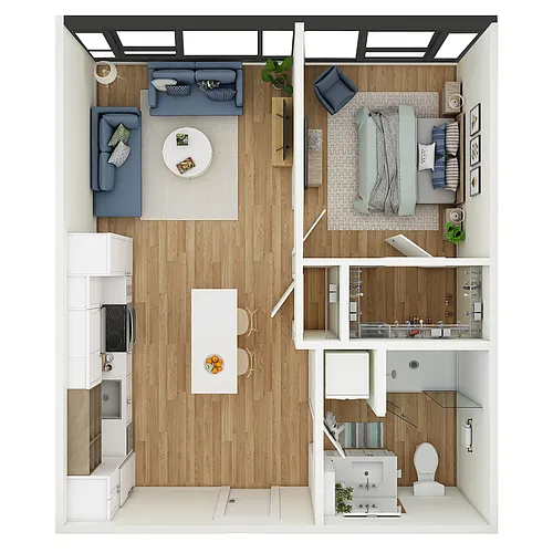 Floor plan 1 Bed 1 Bath - MFTE - a84.1