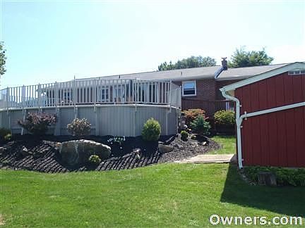 View of pool and shed.