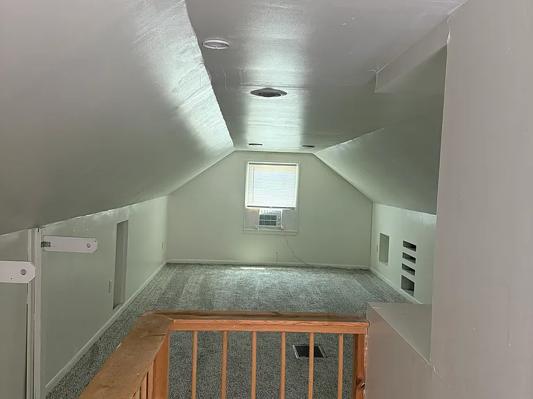Upstairs is a large space_third bedroom & more, unique finished with closet nooks built into wall and new carpet