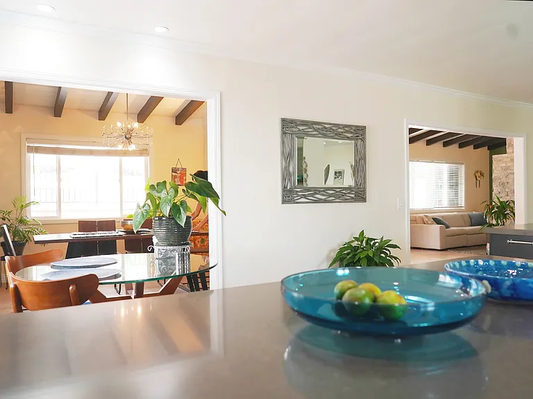 Open concept kitchen, breakfast nook, dining room, living room