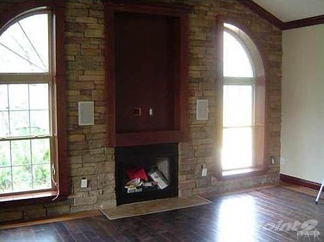 Family room stone fireplace