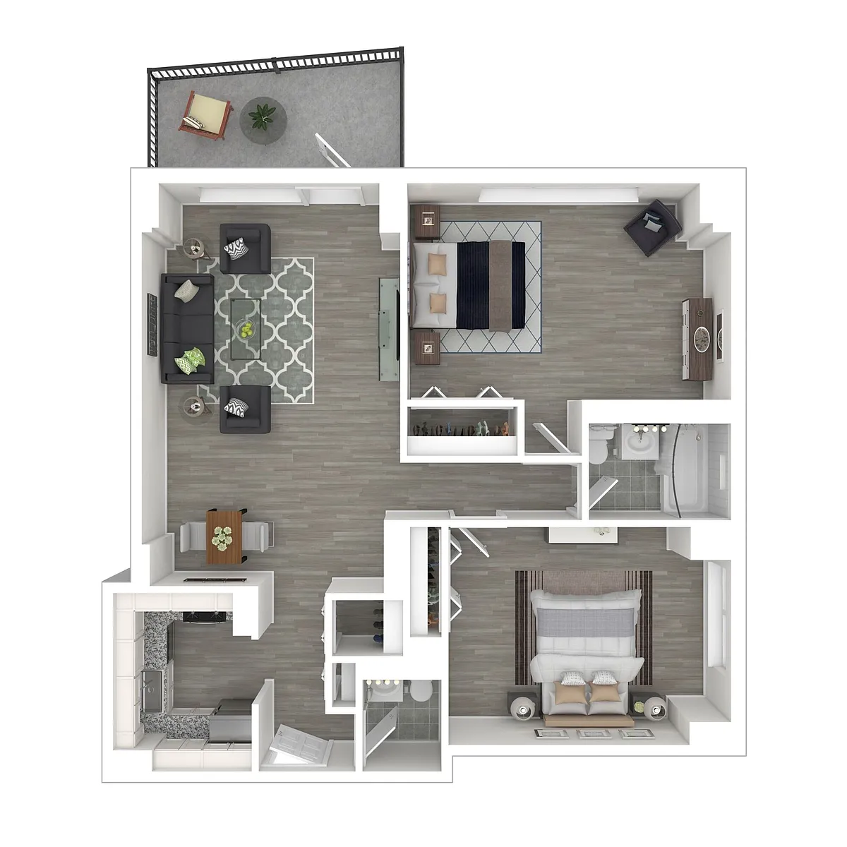 Floor plan B1R - Renovated 2 Bed/1.5 Bath