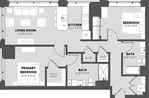 Floor plan 2 Bed/2 Bath-B2