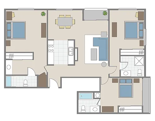 Floor plan Deluxe 3BR - 3BA