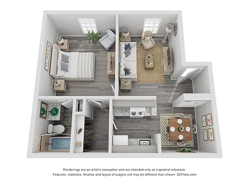 Floor plan 1x1A Renovated 612 sq ft
