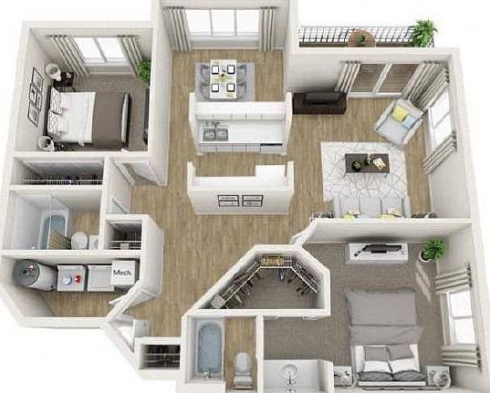 2 Bedroom Scarlet Floorplan