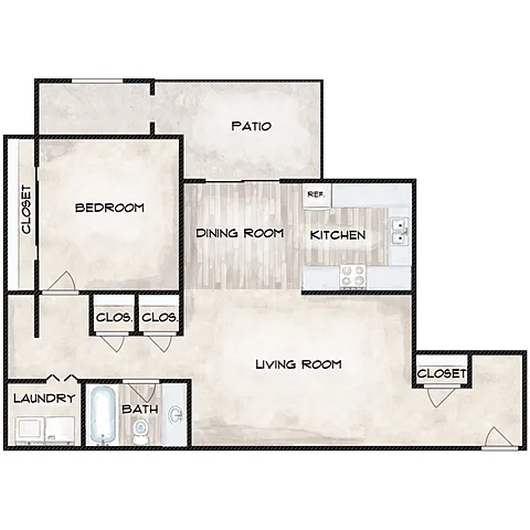 Floor plan 1 Bedroom 1 Bathroom