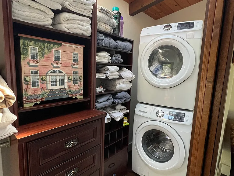 laundry in closet of downstairs bedroom
