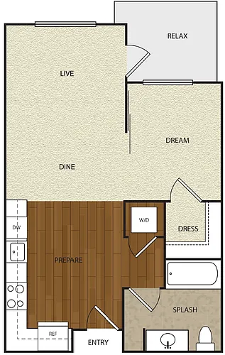 Floor plan 1 Bed 1 Bath 1A